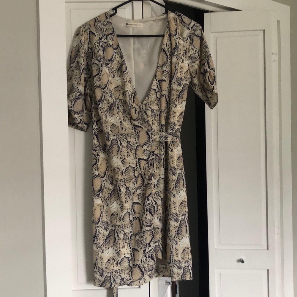 Snakeskin Tie Waist Dress